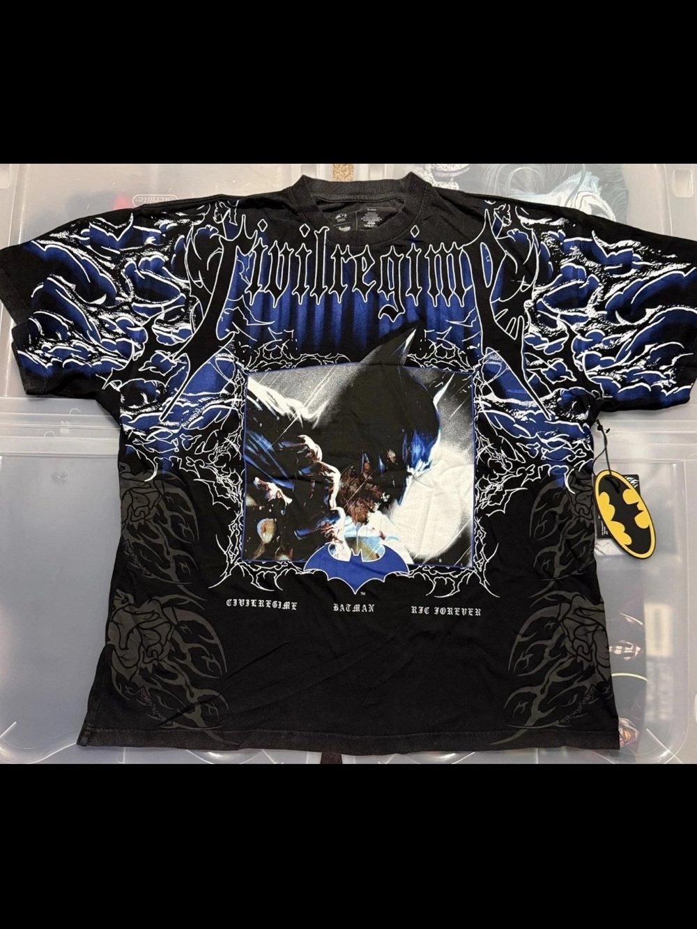 Civil Regime Batman Throne Knight Graphic Oversized Black Crew Neck T-Shirt L